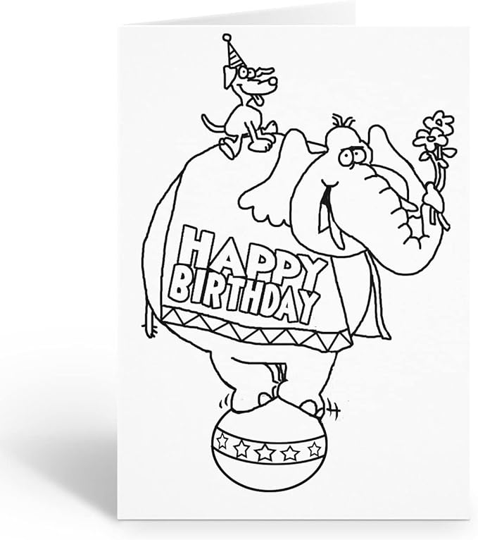Stonehouse Collection Happy Birthday Kid Set of Coloring Greeting Cards - 12 Color-in Card and Envelopes (Assorted)