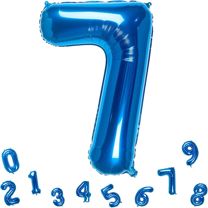 32 Inch Blue Number 7 Balloons Foil Ballon Digital Birthday Party Decoration Supplies (Blue Number 7 Balloon)