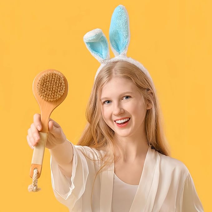 Bunny Headband Easter Hair Bands for Women Girls Kids, Blue Cute Plush Rabbit Ears Hair Accessories Non Slip Headbands Easter Day Party Decoration Supplies