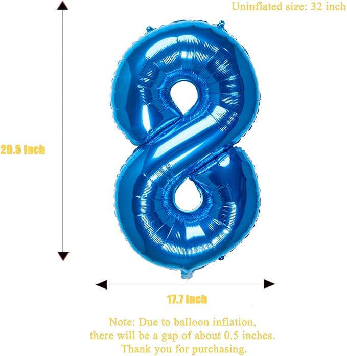 32 Inch Blue Number 8 Balloons Foil Ballon Digital Birthday Party Decoration Supplies (Blue Number 8 Balloon)