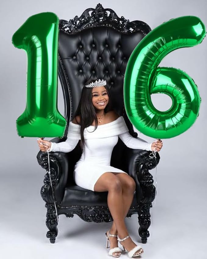 Number 6 Balloon 40 Inch, 6 7 Six Seven Birthday Decorations, 6th Birthday Balloon for Men Women, Dark Green 16 60 61 65 Numbers Balloons Party Wedding Events Decorations