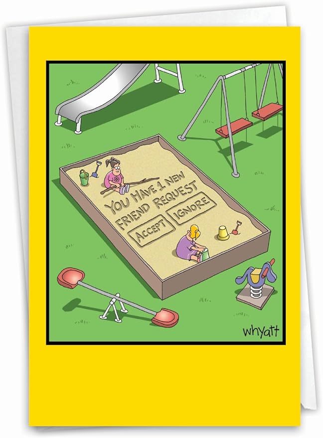 NobleWorks - 1 Hilarious Greeting Card for Birthday - Funny Birthday Cartoon, Comic Notecard - Sandbox Request C2453BDG