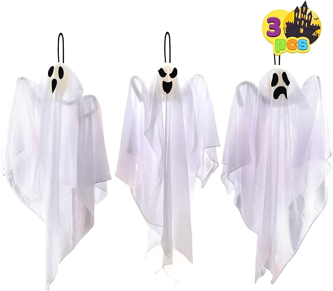 JOYIN 3 PCS Halloween Party Decoration 27.5" Hanging Ghosts, Cute Flying Ghost for Front Yard Patio Lawn Garden Party Décor and Holiday Decorations