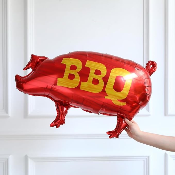 BBQ Balloon Garland Arch Kit 145Pcs Red and Yellow Balloons with BBQ Pig and Sauce Bottle Foil Balloons for Picnic Boy or Girl Barbeque Gender Reveal Baby Q Baby Shower Party Decorations