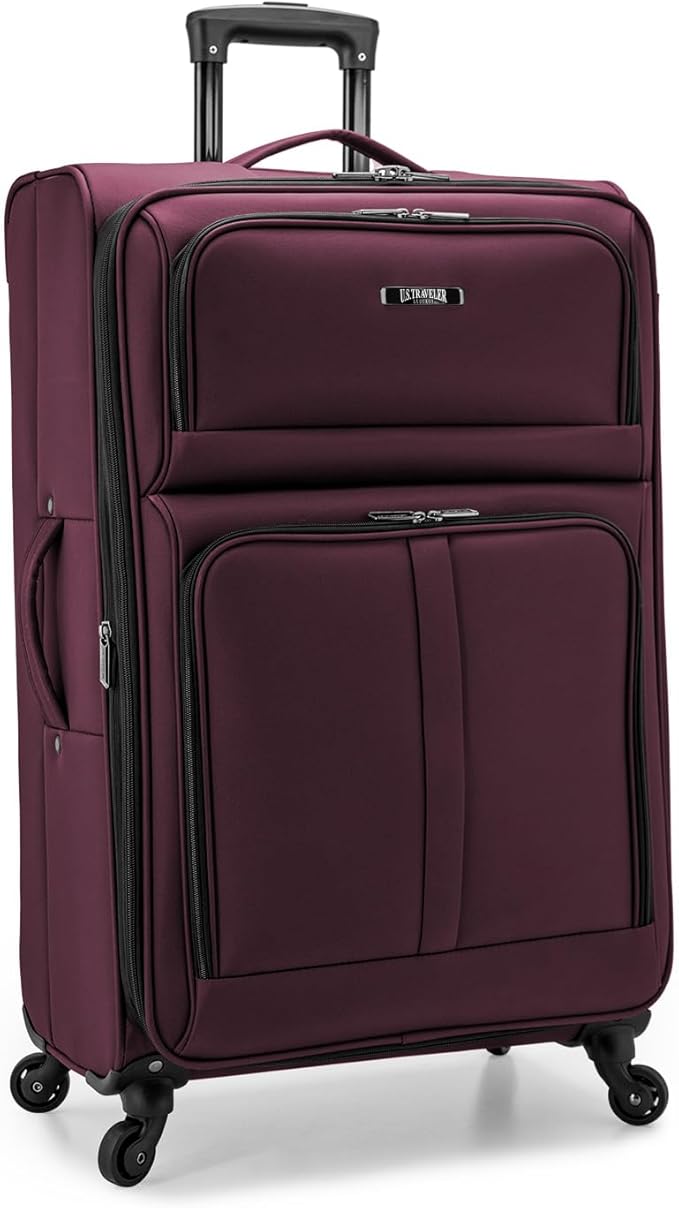 U.S. Traveler Anzio Softside Expandable Luggage with Spinner Wheels, Burgundy, 3-Piece Set (22/26/30)