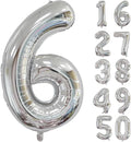 40 inch Silver Number Balloon Giant Foil Helium Balloons Silver Number 6 Balloon for 6th Birthday Party Anniversary Decorations Supplies