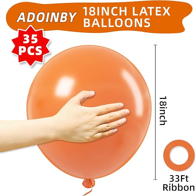 18 Inch Orange Balloons - 35Pcs Large Thick Orange Balloons Big Round Orange Latex Balloons for Birthday Baby Shower Wedding Graduation Orange Summer Themed Party Decorations