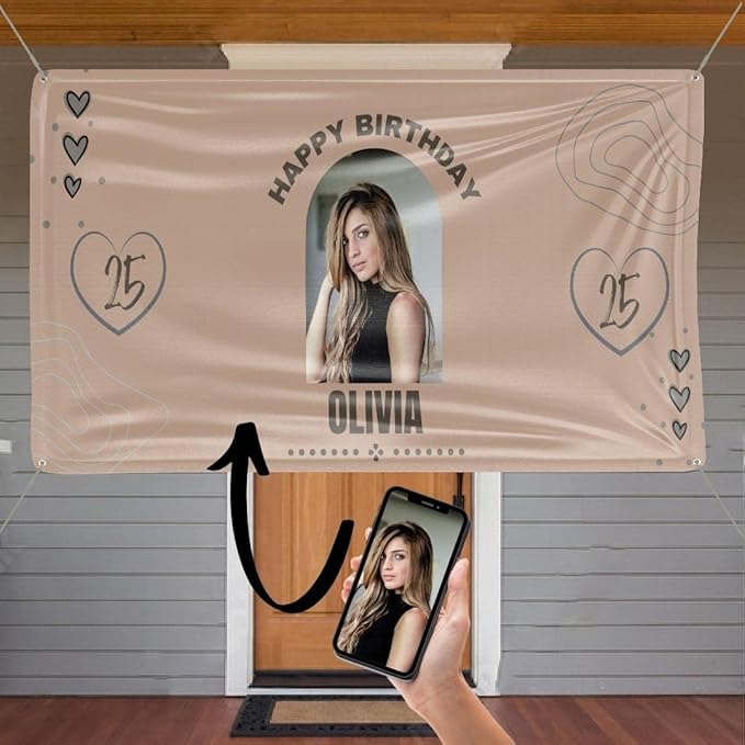 Custom Happy Birthday Vinyl Banner Sign, Personalized Party Backdrop, Gift, and Decoration - From NiceMemoryLLC. (Style-14)