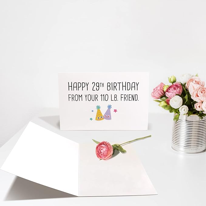 Chenive Funny Friends Birthday Card Gift for Him Her, Humorous Birthday Card Gift for Best Friend, Happy 29th Birthday From Your 110 lb. Friend