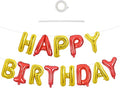 TONIFUL Happy Birthday Balloons Banner 16 Inch Mylar Foil Letters Birthday Sign Reusable for Girls Boys Kids & Adults Birthday Party Decorations Supplies（Gold Red）