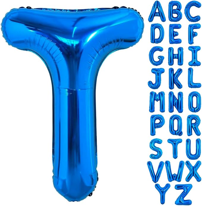 40 Inch Blue Letter T Balloons Alphabet T Letter Balloons Foil Mylar Big Letter Balloons for Birthday Party Anniversary New Year Graduation Wedding Decorations