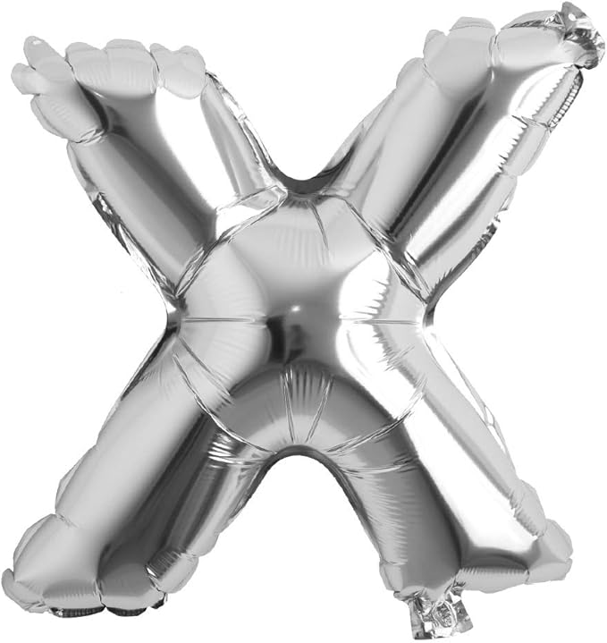 16" inch Single Silver Alphabet Letter number Balloons Aluminum Hanging Foil Film Balloon Wedding Birthday party decoration banner Air Mylar Balloons (16 inch Silver X)