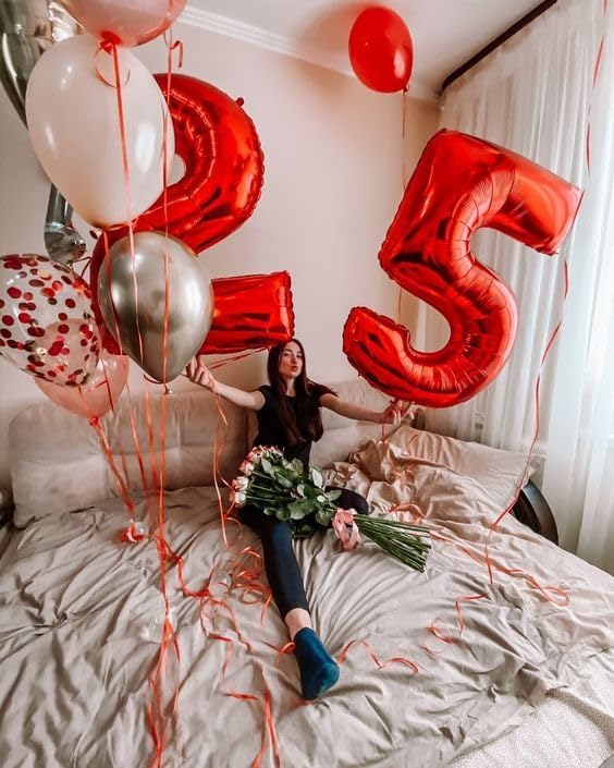 Red Number 5 Balloon 40 Inch, 5th Birthday Party Decorations for Children, Giant 5 Foil Balloon for Party Supplies