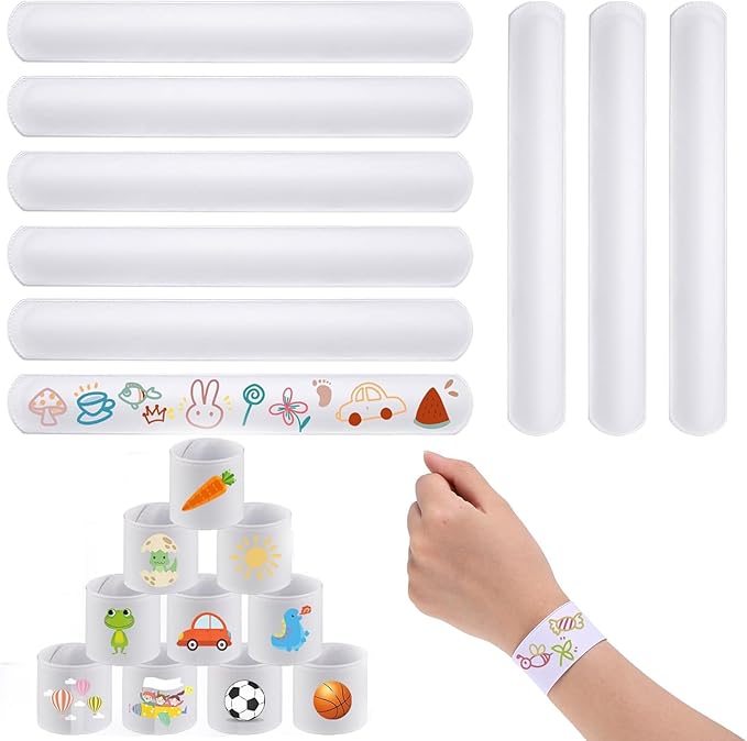 36 PCS Slap Bracelets - DIY Color Your Own Slap Bands for Birthday, Halloween, Thanksgiving, Christmas Party