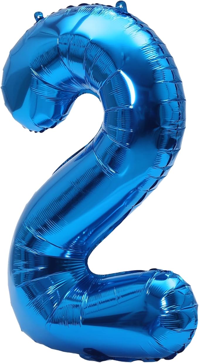 YPSelected 32 Inch Large Foil Helium Number Balloon Birthday Wedding Party 0-9 (Blue, 2)