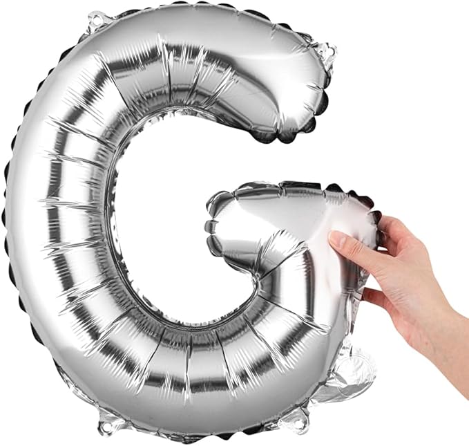 Restaurantware-Balloonify 16 Inch Letter Balloon, 1 Alphabet Party Balloon - Letter G, Self-Sealing, Silver Foil Mylar Finish, Hanging Loop, Decoration For Birthday, Wedding, Or Graduation