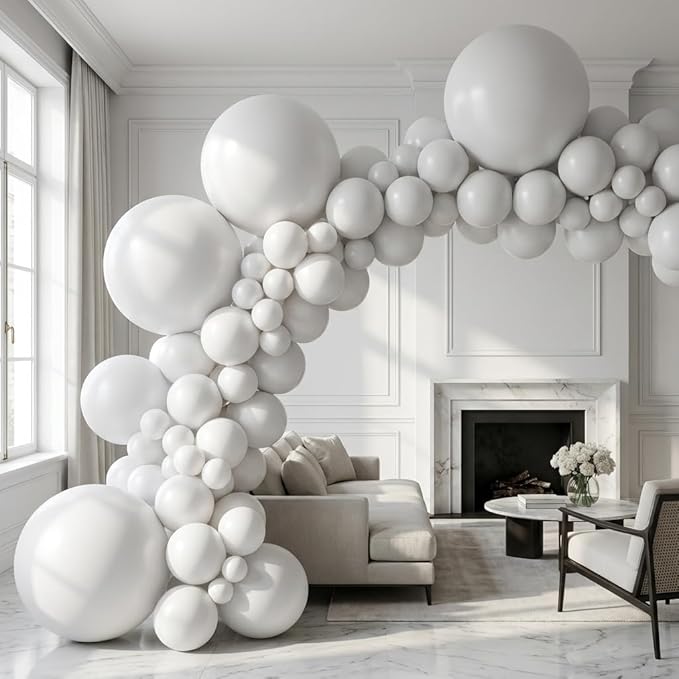 KALOR 36 Inch Giant White Balloons, 6 Pack Large Round White Latex Balloons for Anniversary, Birthday, Christmas, Wedding, Baby Shower Party Decorations