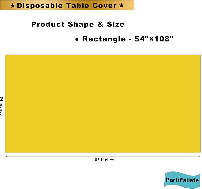 3-Pack Premium Plastic Yellow Tablecloth Disposable 54" x 108" Rectangle Table Cover Party PEVA Table Cloths for Parties Birthday Wedding Graduation Banquet Fits up to 8 ft Long Tables