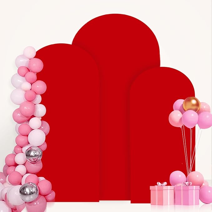 Arch Covers Set of 3 Red Arch Cover 5FT 6FT 7FT Fitted Spandex Arch Cover for Arch Stand Covering Chiara Arch Cover Stretchy Fabric for Wedding Banquet Decoration