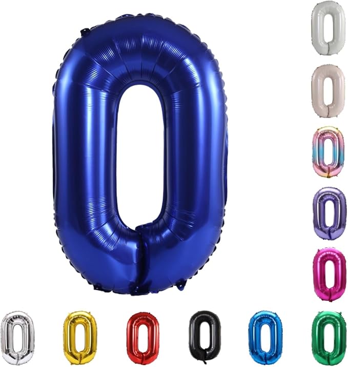 YPSelected 32 Inch Large Foil Helium Number Balloon Birthday Wedding Party 0-9 (Navy Blue, 0)
