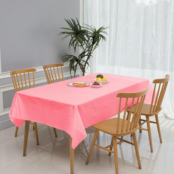 3 Pack Peach Pink Disposable Tablecloth, 54" x 108" Plastic Table Covers, Decorative Rectangle Tablecloth for Parties, Events, Wedding, Inddors & Outdoors