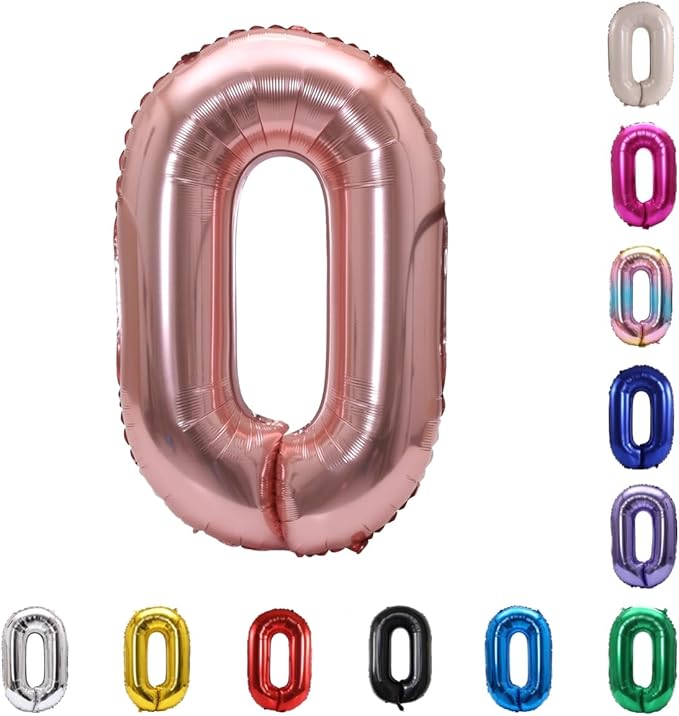 YPSelected 32 Inch Large Foil Helium Number Balloon Birthday Wedding Party 0-9 (Rose Gold, 0)