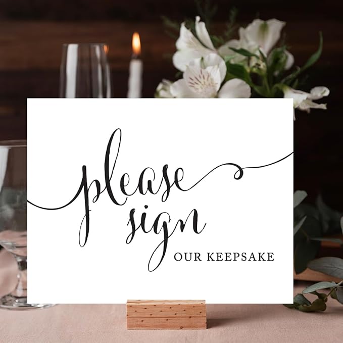 Andaz Press Wedding Party Signs, Formal Black and White Print, 8.5x11-inch, Please Sign our Keepsake Table Sign, 1-Pack, For Graduation, Baby Shower Guest Book