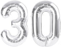 Number Balloon 30, 40 Inch Happy 30th Birthday Decoration for Her Him, Silver Foil Number Balloons for Celebration Engagement Memorial Day's Big Event Supplies