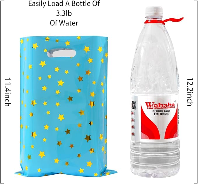 HABILE Happy Birthday Party Favor Bags 36 PCS Plastic Gift Bags with Glitter Stars for Children, Babies, Girls and Boys Birthdays