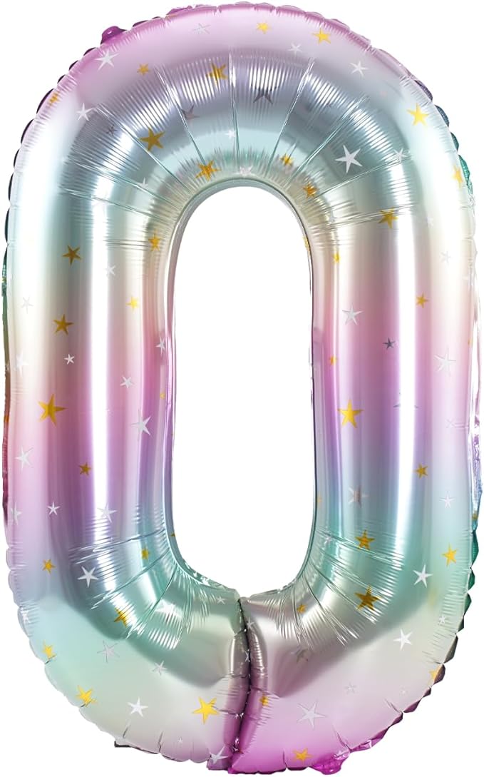 40 Inch Large Foil Helium Number Balloon Birthday Wedding Party 0-9 (Pastel, 0)