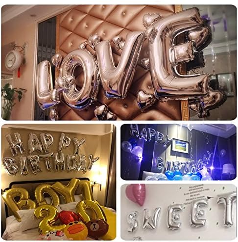 Glanzzeit 16 Inch Silver Foil Balloons Letters A to Z Numbers 0 to 9 for Prom Wedding Birthday Party Decor (Letter C)