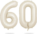 Biapian 40 Inch Cream Number 60 Balloon, 60th Birthday Balloons, Big Digital 60 Beige White Giant 60 Foil Balloon Helium for Men Women 60th Birthday Decorations Anniversary Baby Shower Party Supplies