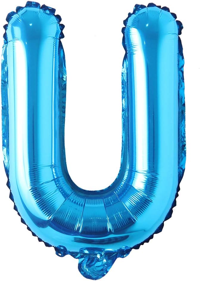 Blue 28 inch Letter Balloons Alphabet Number Balloons Foil Mylar Party Wedding Bachelorette Birthday Bridal Baby Shower Graduation Anniversary Celebration Decoration (Can not Float) (28 inch Blue U)