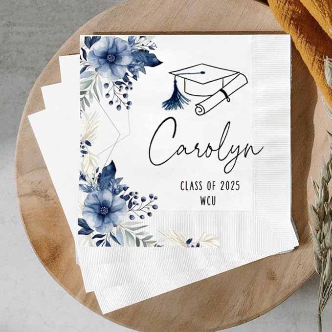 Personalized Graduation Party Disposable Napkins, Custom Grad Party Decor, Class Of 2025, Congratulations Grad, Gifts For Graduations Parties Style 2
