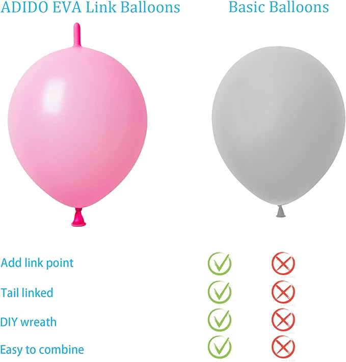 Link Balloons Pink 6 Inch Latex Quick Linkale Balloon 160 Pcs for Birthday, Halloween, Christmas, Party Festival Decorations