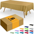 Smiry Disposable Table Cloth - 6 Pack, 54 x 108 Inch Waterproof Rectangle Tablecloths for Parties, Decorative Plastic Table Cover, Leakproof & Sturdy, Gold