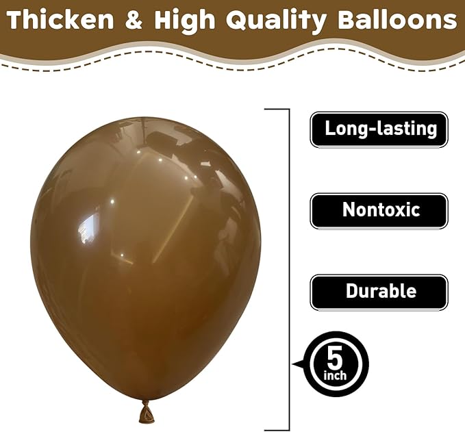 Brown Balloons 60pcs 5inch Small Tan Balloons for Balloon Garland Arch Mocha Coffee Khaki Latex Balloon 5'' Round Mini Matte Cocoa for Bear Birthday Party Decoration DIY Baby Shower Wedding Safari