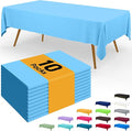 Smiry Disposable Table Cloth - 10 Pack, 54 x 108 Inch Waterproof Rectangle Tablecloths for Parties, Decorative Plastic Table Cover, Leakproof & Sturdy, Light Blue