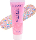 MEICOLY Chameleon Baby Pink Body Glitter,Pink Turn to Purple Face Glitter Paint,Holographic Color Changing Mermaid Face Glitter Gel for Hair,Self-Adhesive Chunky Glitter for Halloween Festival Party