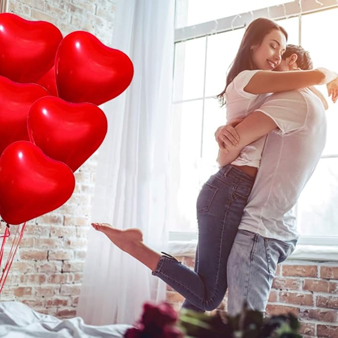 50 Pieces Love Heart Balloons 10-inch Red Latex Heart Balloons for Valentines Day Wedding Anniversary Engagement Birthday Garden Company Celebration Graduation Prom Party Decoration Romantic Decor