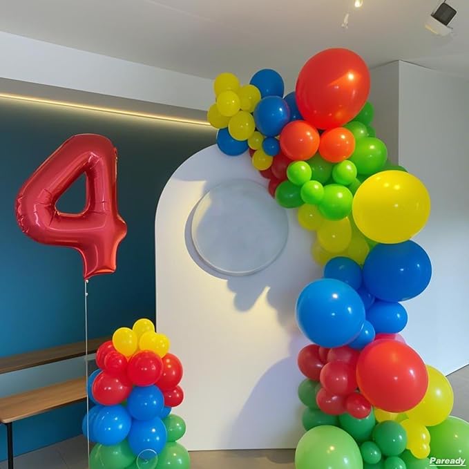Rainbow Balloon Garland Arch Kit, 120pcs Colorful Balloon Arch Kit With Red Gold Blue 4d Foil Balloon, Orange Yellow Green Balloons Different Sizes For Birthday Baby Shower Party Wedding Decorations
