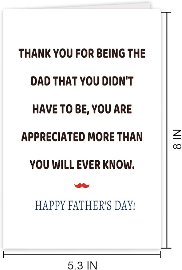 UUEFKTN Cute Stepdad Father's Day Card, Funny Fathers Day Card for Stepdad from Stepdaughter Stepson, Humorous Fathers Day Thank You Cards for Bonus Dad