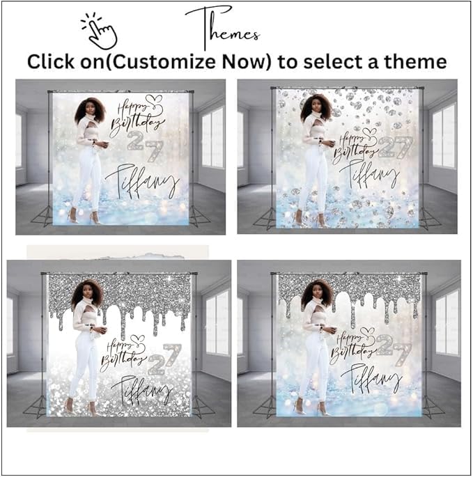 Custom Happy Birthday Vinyl Banner Sign, Personalized Party Backdrop, Gift, and Decoration - From NiceMemoryLLC. (Glitter Themes)