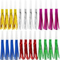 Lovecheer 24/60PCS Fringed Foil Party Noisemakers Metallic Fringed Party Blowers for Adults Birthday Wedding New Year Christmas Blowouts