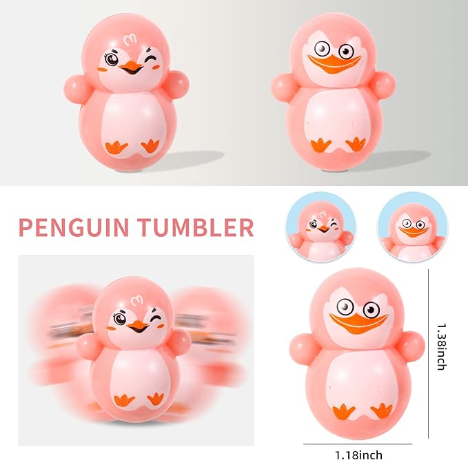 60pcs Mini Animal Tumbler Toy Set for Kids Party Favors, righting Doll Fidget Toys, Cute Tumbler Toy Roly-Poly self-righting Doll Tumbler Bulk Toys for Boys Girls, Classroom Prizes, Pinata Fillers