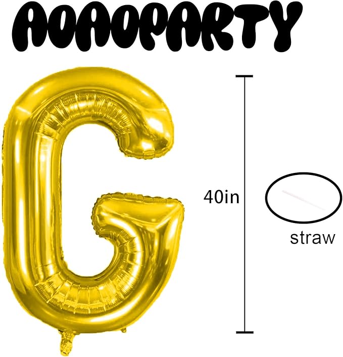 Letter Balloons 40Inch Large Giant big Foil Mylar Gold Balloons G for Birthday Party Decorations
