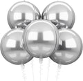 Silver Foil Balloons, 22in Large Foil Silver Balloons Metallic 4D Round Mirror Balloon for Wedding Baby Shower Birthday Graduation New Year Party Decorations