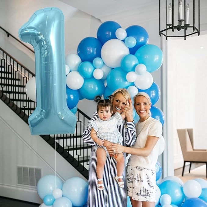Pearlescent Blue Number 6 Balloon 40 Inch, 6 Balloon Number, 6th Birthday Decorations, Pearlescent Blue Party Supplies for Boys Girls