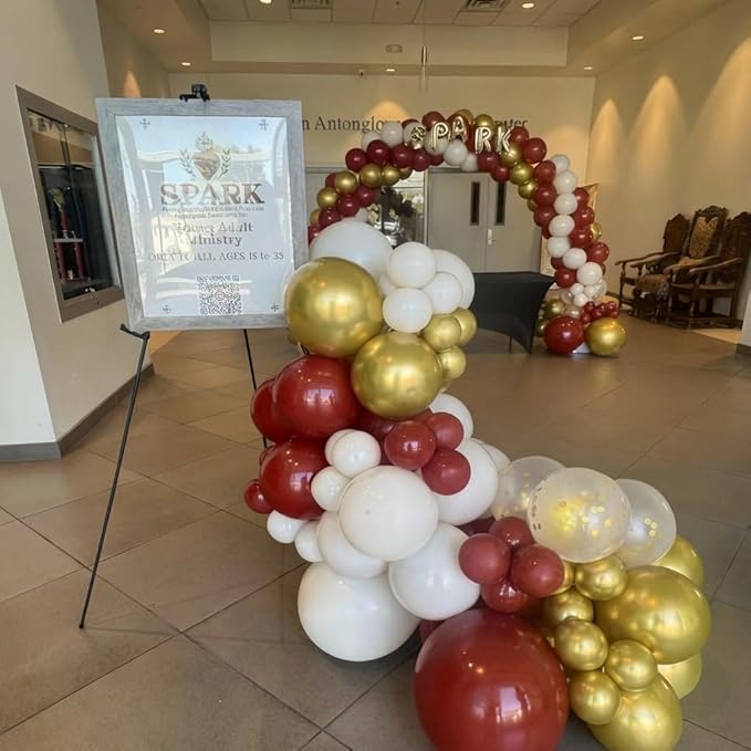 Burgundy and Gold Balloons, 60Pcs 12 Inch Maroon and Gold Balloons with Maroon Metallic Gold Confetti Balloons for Graduation Birthday Bridal Shower Party Decorations