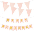 MECCANIXITY Birthday Banner 16 Feet Pink Birthday Decorations CardStock Birthday Sign with Pennant Banner Flags for Birthday Decor Backdrop Festival Party Supplies